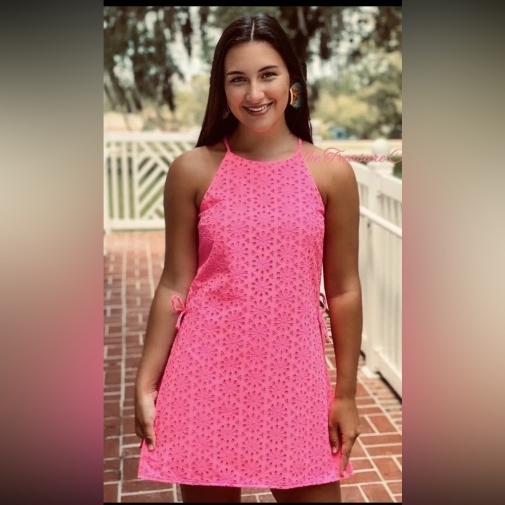 Lilly Pulitzer Bright Pink Eyelet Mini Dress
